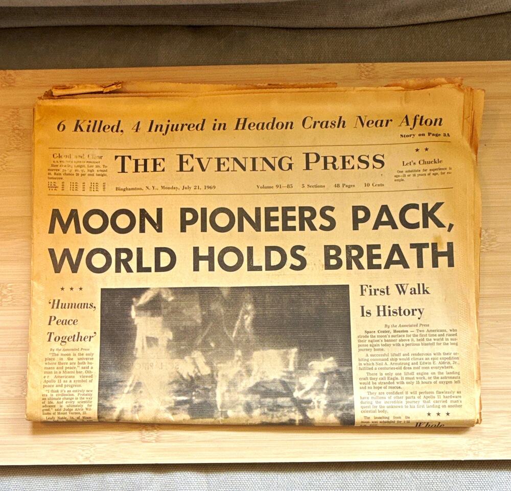 The Evening Press Binghamton NY Newspaper July 21 1969 Moon Pioneers Pack